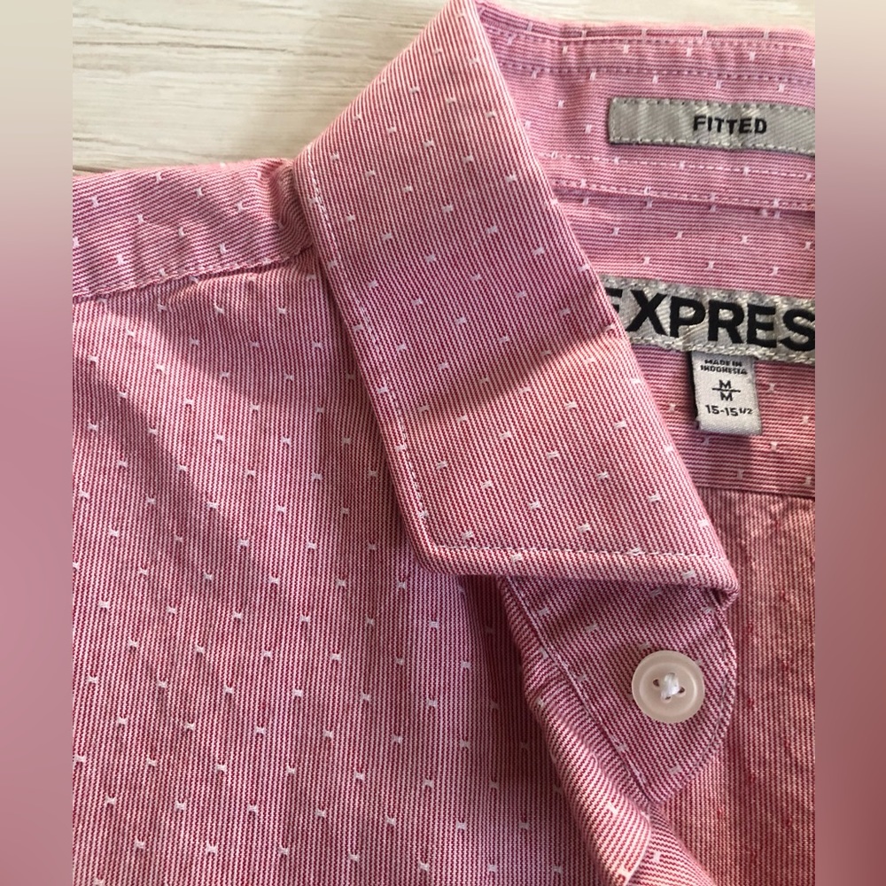 Men’s Express Fitted Red Button-Down Long Sleeve … - image 5